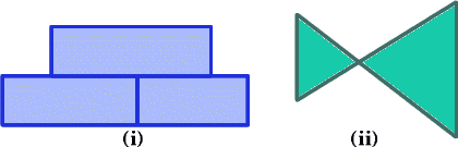 (i) three blue blocks and (ii) two green triangles with their tips touching.