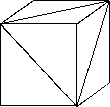 Cube with equilateral triangle section.