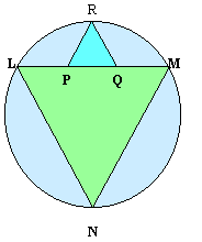 circle with squares LMN and PQR inside it.