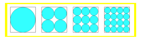 Circles in boxes.