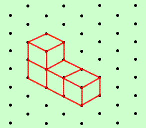 Isometric grid showing the arrangement of cubes above.