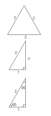 60-30-90 triangle with hypotenuse 2 units