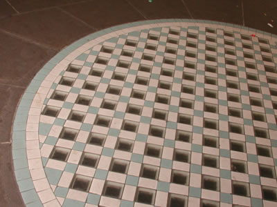 Picture of a circular area tiled with squares