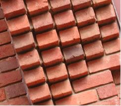 Pattern of bricks piled in a pyramid
