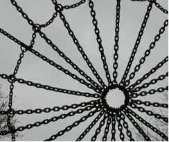 Radial Pattern of chains joined at the centre and by a circle of chains around the edge
