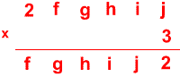 Multiplication with letters representing digits: 2fghij multiplied by 3 equals fghij2