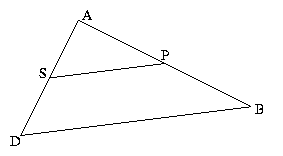 A triangle with a line joining the midpoints of the sides