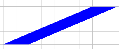 parallelogram with base 2 and height 3 (top moved 7 units to the right relative to the base)