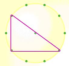 right-angled triangle in 10 pt circle
