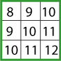 three by three square with 8, 9, 10 on top row