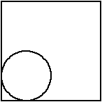 Circle (radius 1) inside square (side length 4)