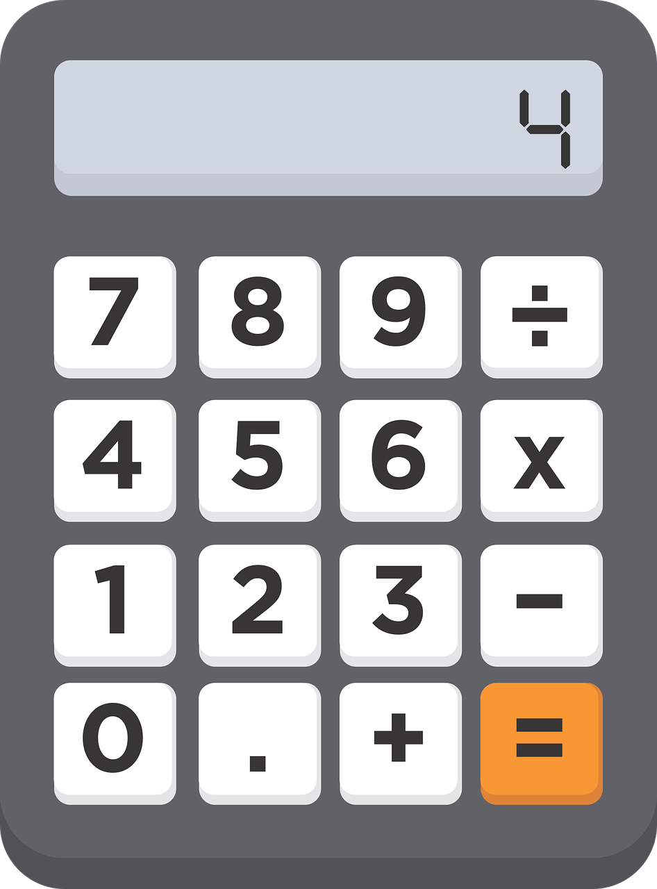 Calculator showing the number 4