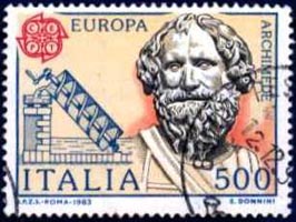 stamp showing Archimedes