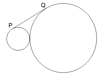 Two circles with common tangent