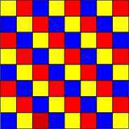 Chessboard Coloured in with three colours