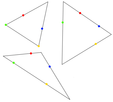 triangles through four dots