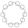 Five-sided shape with two circles on each side (10 in total)