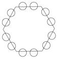 Six-sided shape with two circles on each side (12 in total)
