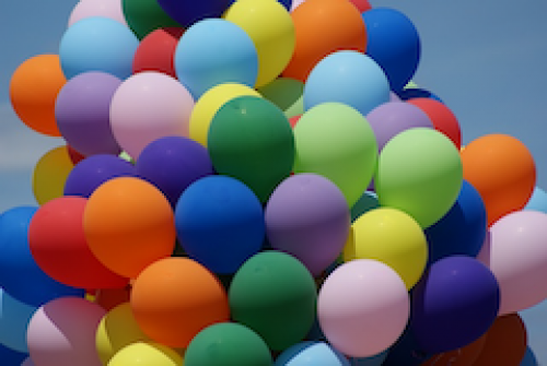 Lots of colourful balloons.
