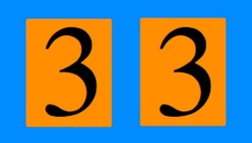 A 3 and a 3 on orange cards.