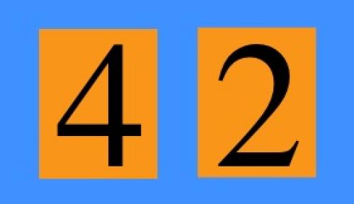 A 4 and a 2 on orange cards.