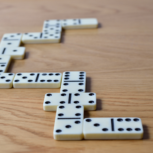 An arrangement of dominoes.