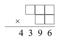 calculation showing a 3-digit number multiplied by a 2-digit number, giving the answer 4396