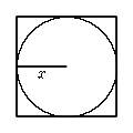 circle of radius x, within a square.