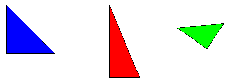 A blue, red and green right-angled triangle.