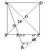 Original square with line AP extended outside the square to R.