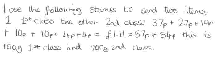 up to 150g first class (costing 57p) and up to 200g second class (costing 54p)