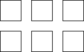 6 squares arranged in 2 rows, one directly underneath the other, with 3 squares in each row