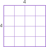 square: 4 little squares long, 4 little squares wide