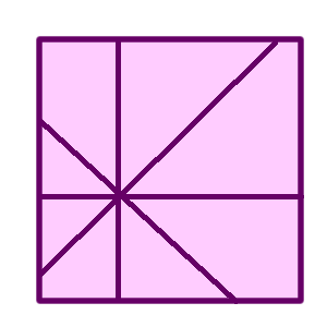 Square disected by four lines at 45 degrees