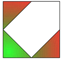 A square with three isosceles triangles removed from three corners to form a pentagon