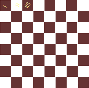 chessboard with 1 grain of rice in top left square, two grains in adjacent square, four grains in next square