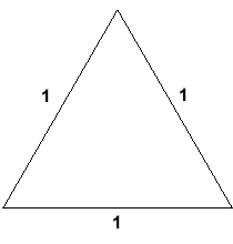 equilateral triangle with sides of length 1 unit