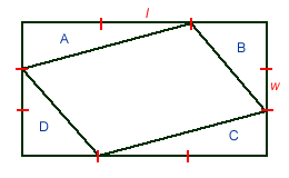Diagram showing l and w as one third of the length and width