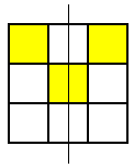 Top left, top right and centre squares shaded