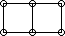 Two squares stuck side by side with circles at each corner.