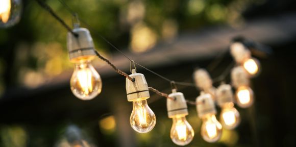 Image: lightbulbs joined together on a string