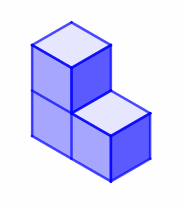 Three cubes joined in an L shape
