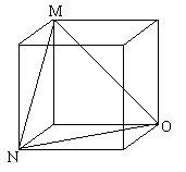 Diagram of cube with triangle MNO