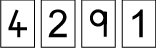 digit cards 4, 2, 9 and 1