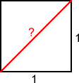 A square of side 1 unit and unknown diagonal length