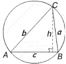 triangle inscribed in circle with altitude h
