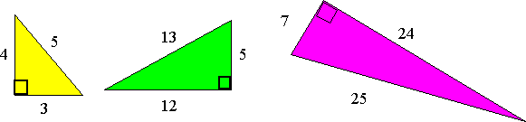 three right angled triangles