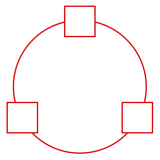 Three blank squares joined in a ring