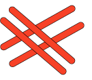 two parallel sticks placed acrossed another two parallel sticks (each pair not parallel to each other)