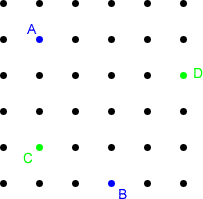grid with four dots marked
